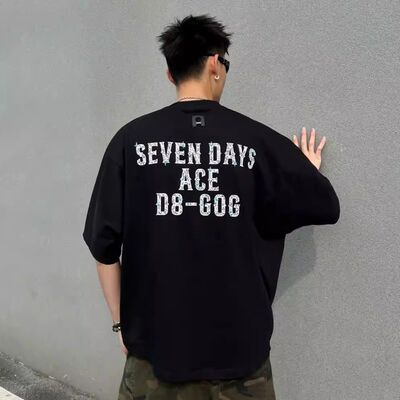 夏季美式蝙蝠袖宽松大码男T恤