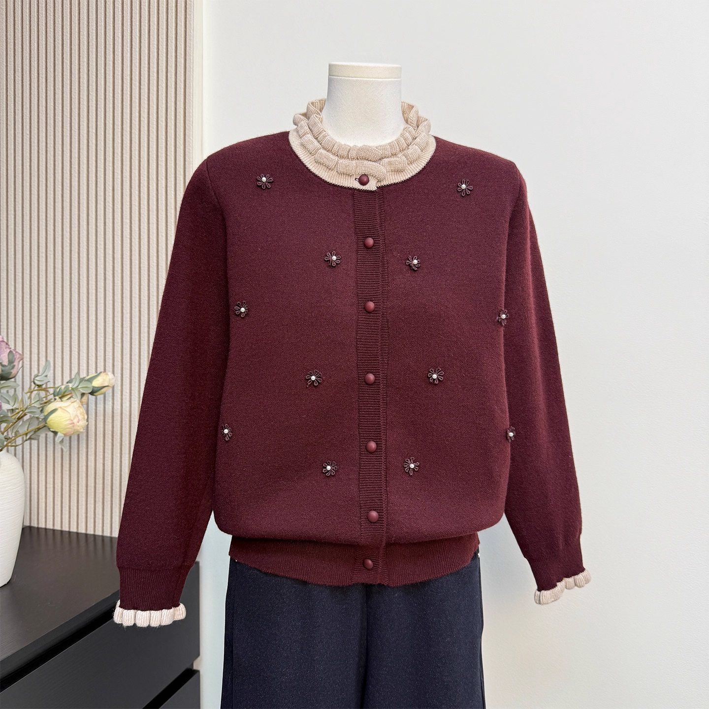 中老年人加绒加厚针织开衫妈妈装洋气一体绒毛衣外套秋冬保暖上衣