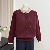 中老年人加绒加厚针织开衫 妈妈装 洋气一体绒毛衣外套秋冬保暖上衣