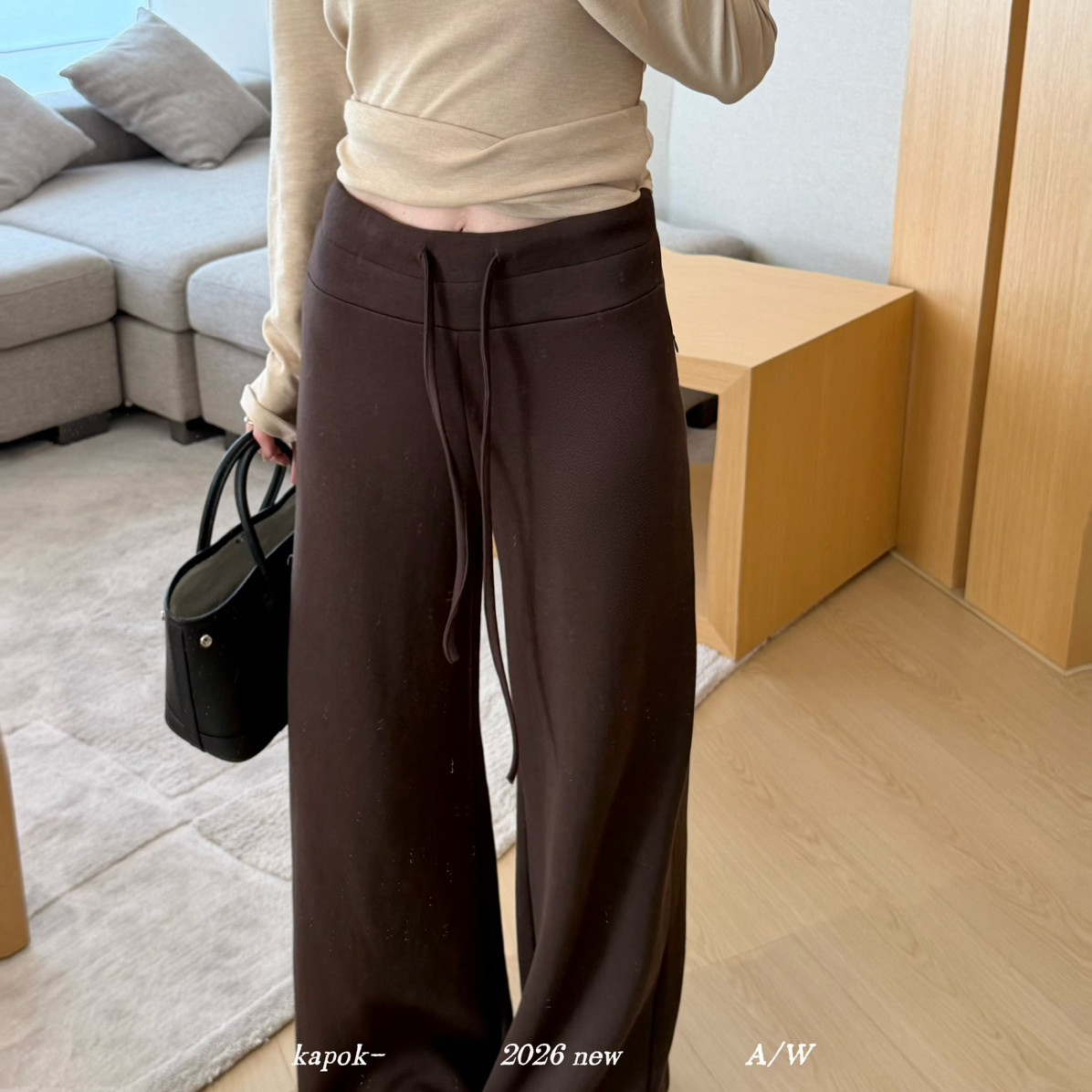 HZ___韩系加厚高腰抽绳休闲休闲裤