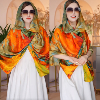 真丝丽锦缎丝缎丝巾围巾披肩