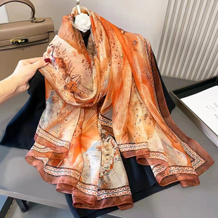 新款优柔纱纱巾丝巾长款百搭防晒披肩轻薄亲肤女士旅游沙滩巾围巾