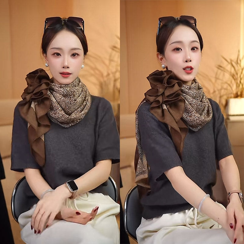 复古老钱风暖棕花纹秋冬女士105CM大方巾围巾丝巾百搭披肩民族风