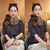 复古老钱风暖棕花纹秋冬女士105CM大方巾围巾丝巾百搭披肩民族风