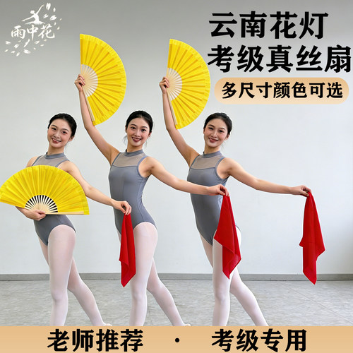 云南花灯舞蹈考级专用扇子丝巾