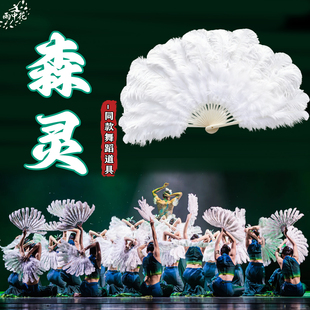 傣族舞森灵同款羽毛扇子鸵鸟毛折扇民族舞道具扇子成人表演手工扇