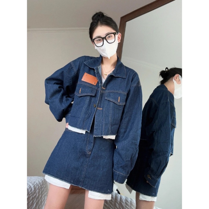 韩系休闲时尚牛仔外套裙子两件套