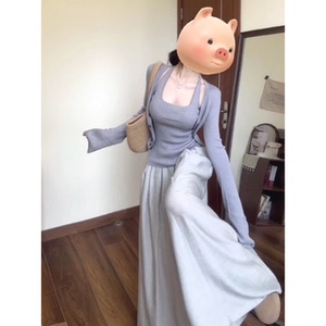 早春韩系穿搭套装2025初春季新款女装盐系轻熟针织开衫吊带两件套