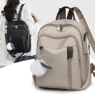 双肩包女2025年新款时尚百搭大容量牛津布全布防水轻便旅行背包女