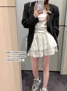 孕妇装白色短裙2026春秋新款蛋糕裙春夏防走光蓬蓬裙托腹半身裙子