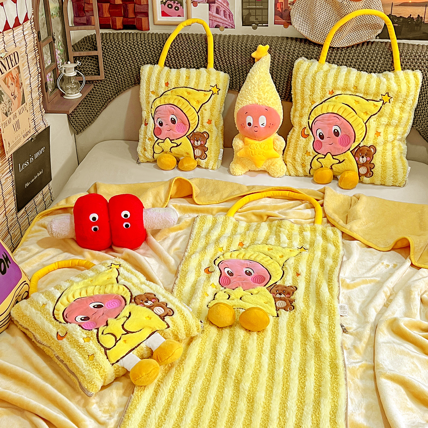 2026新款卡通手提式抱枕毯子二合一多功能办公室午休被汽车靠垫枕