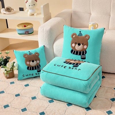 加厚抱枕被子两用牛奶绒秋冬天毯子二合一办公室午睡折叠汽车靠垫