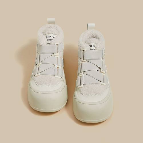 2025年冬新款小白鞋棉鞋女日系中帮板鞋面包休闲羊羔绒保暖女鞋子