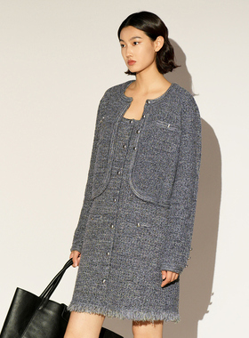 XG/雪歌26春新款粗花呢开衫外套金属扣千金风针织衫XL111008A183