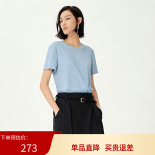 XG/雪歌26夏舒适极简主义短袖T恤女圆领直筒打底上衣XM201519A820