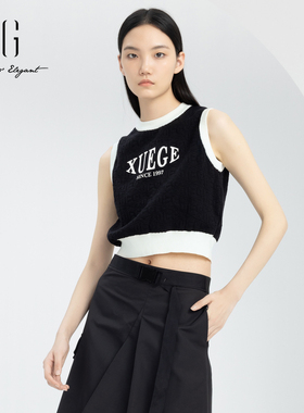 xg雪歌正品通勤针织背新女套头2024春季新款休闲上衣XJ111007B190