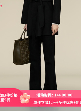 XG/雪歌2025年冬季新款百搭黑色毛边微喇牛仔裤女XK402015A290