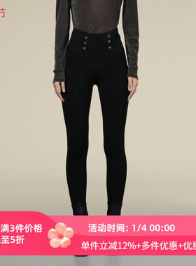 XG/雪歌2025年冬季新款黑色显瘦修身休闲裤女长裤XK402032A390