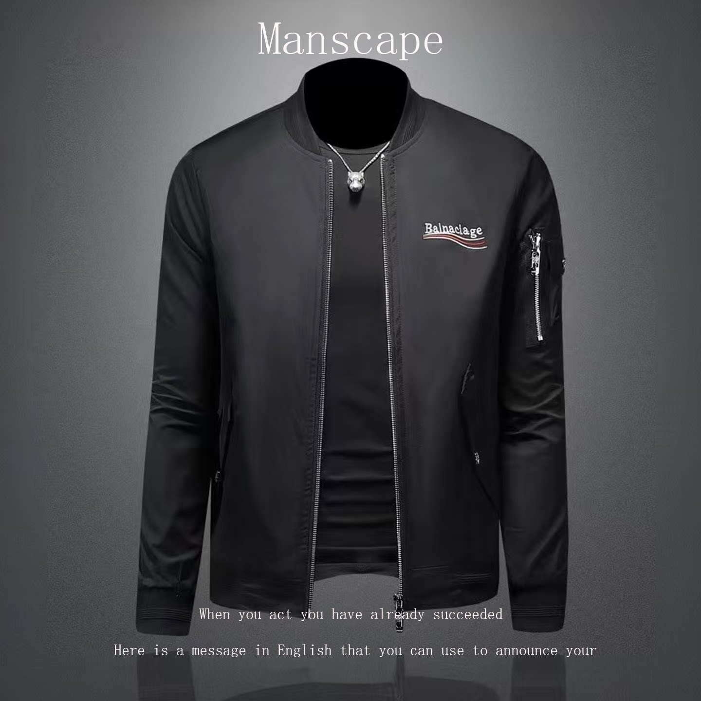 轻奢刺绣黑色夹克衫男款棒球领上衣2026春秋季新款男士高端外套