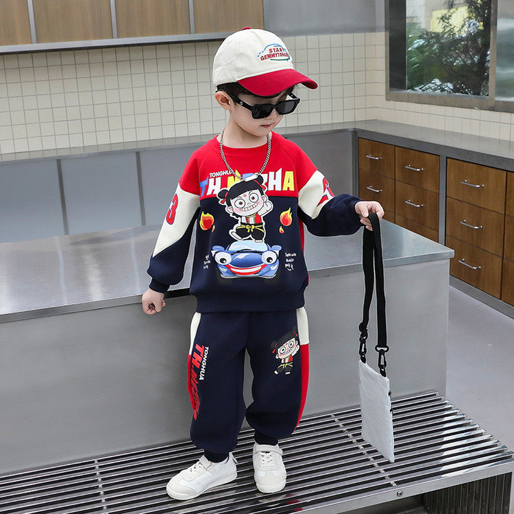 哪吒儿童运动套装春秋款男童卫衣卫裤两件套宝宝衣服帅气男孩时髦