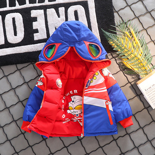 男童棉服冬季 两面穿棉袄洋气 奥特曼衣服儿童羽绒棉衣加厚宝宝冬装