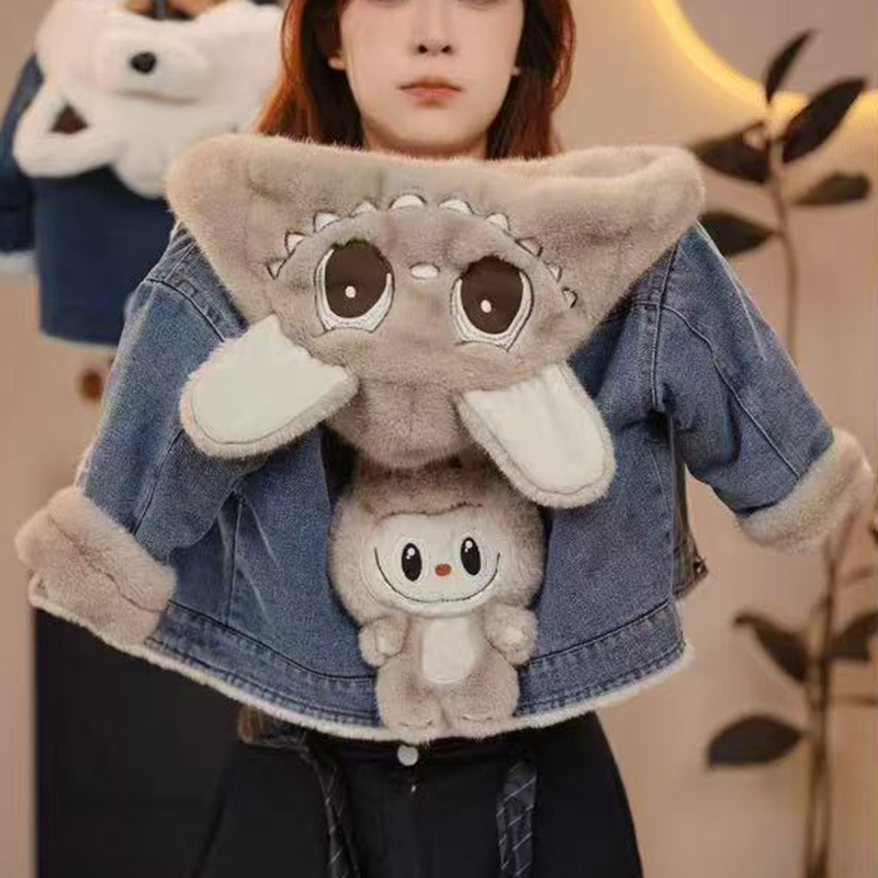 男童加绒牛仔外套2025新款秋冬装女童洋气时髦上衣宝宝加厚衣服潮