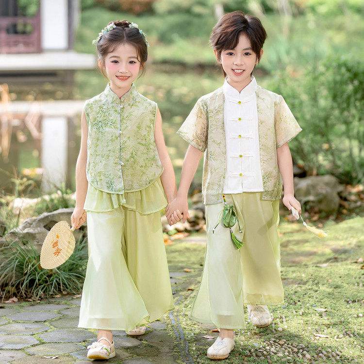 汉服兄妹装男女童唐装夏季超仙古装六一合唱演出服新中式国风汉服