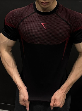 Gymshark Onyx鲨鱼健身运动短袖t恤男装2025新款透气速干训练上衣