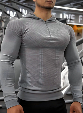 鲨鱼onyx3.0超级英雄修身运动半拉链长袖T恤男士2025秋季新款上衣