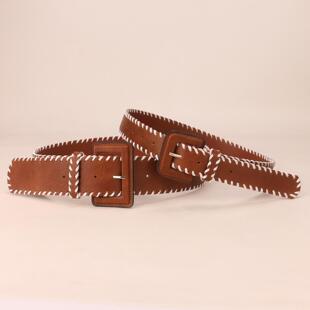 小众设计感百搭老钱风腰封法式 腰带 复古时髦宽皮带度假棕色编织裤
