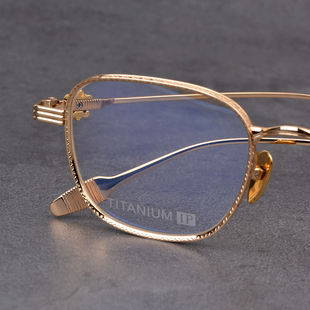 日系中金雕花眼镜框 纯钛复古简约眼镜架 十字架简约眼镜可配度数
