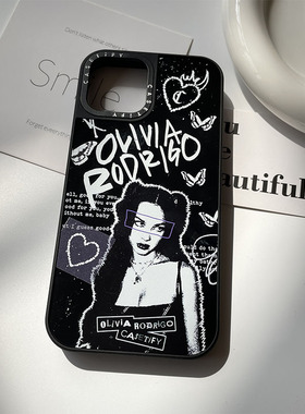 olivia Rodrigo 联名款性感女孩CASE黑边框苹果12手机壳13promax适用于iPhone14plus