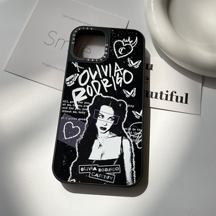 olivia Rodrigo 联名款性感女孩CASE黑边框苹果12手机壳13promax适用于iPhone14plus