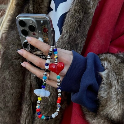 Novi氛围感多巴胺红色手机链