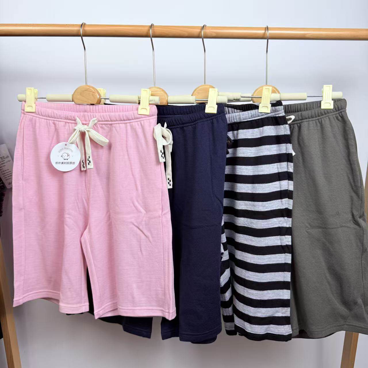 16.5um美利奴羊毛成人夏季中裤系带运动短裤透气凉爽速干宽松休闲