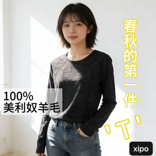 16.5μm超细美利奴全羊毛女士插肩长袖休闲T恤户外速干衣通勤穿搭