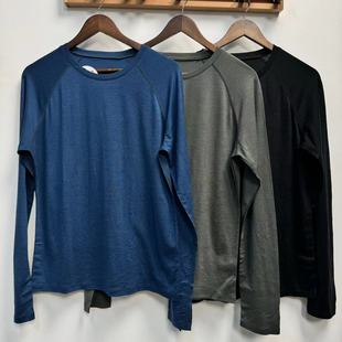 宽松百搭上衣 t恤男圆领春秋季 成人美利奴16.5μm全羊毛男士 长袖