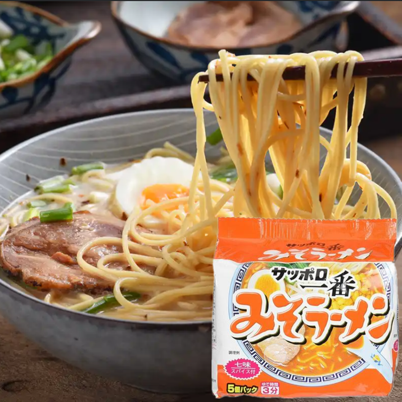日本进口方便面三洋札幌一番味噌味拉面健康美味深夜速食泡面袋装