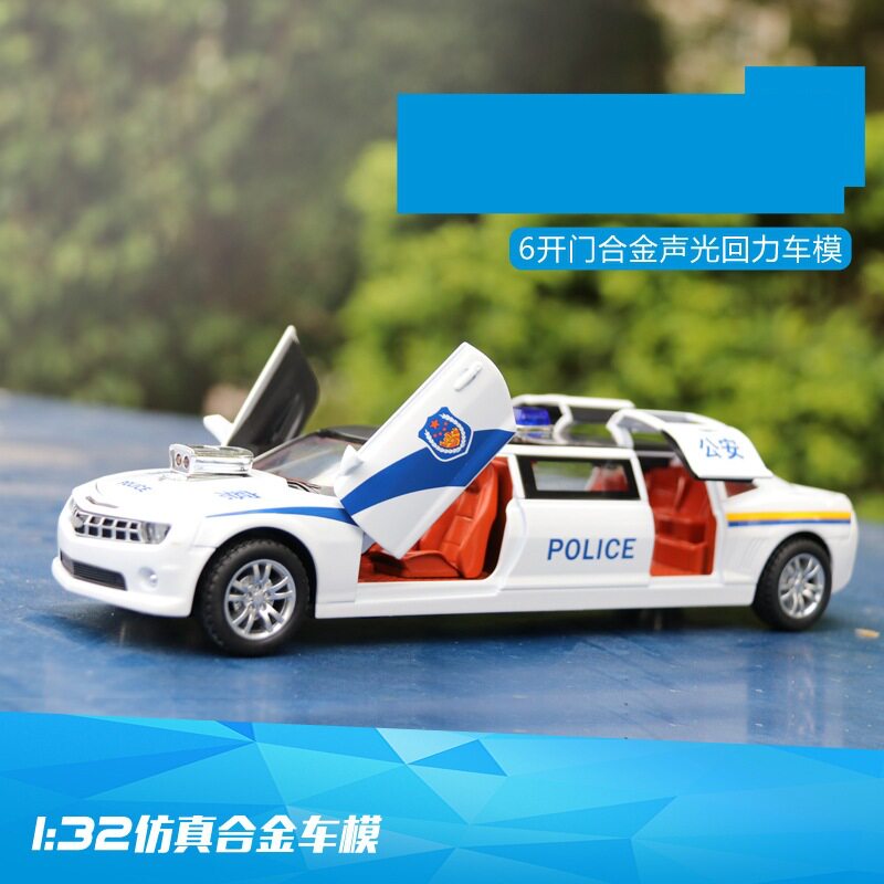 盒装车致1:32加长版雪弗蓝警车仿真合金儿童消防特警模型厂家直销