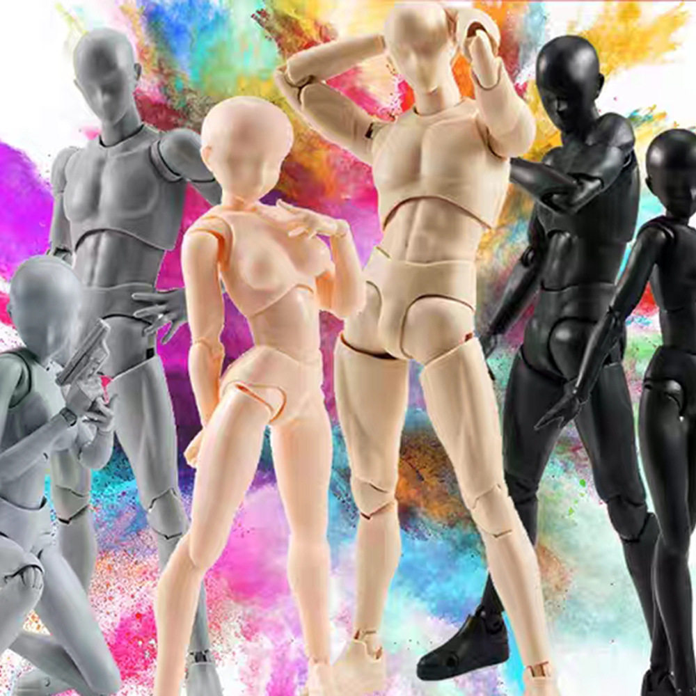 素体男女灰黑肉橙色手办模型豪华版绘画工具关节可动人偶手办