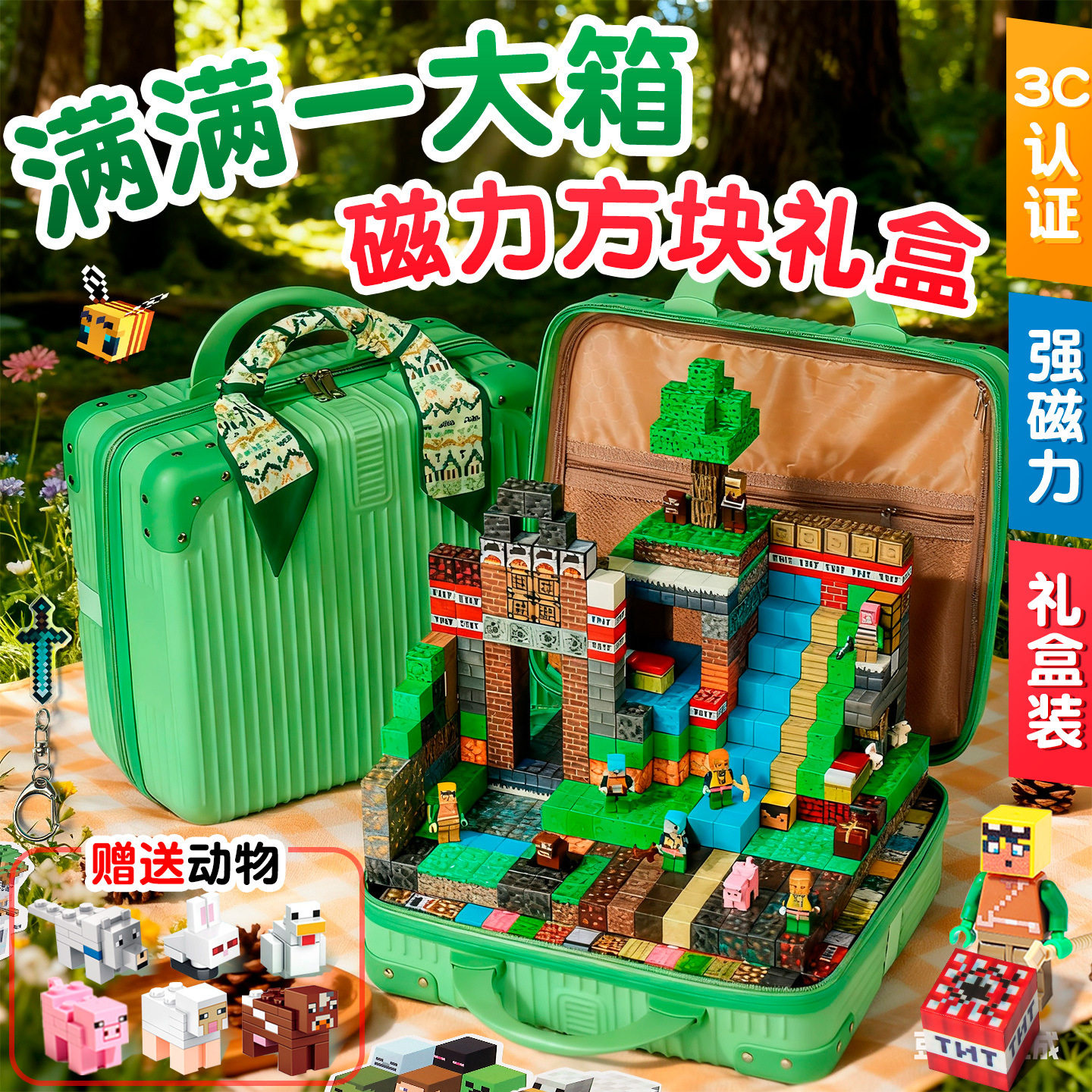 我的世界磁力方块全套正版积木玩具强磁铁吸儿童男孩高级生日礼物