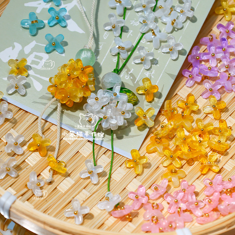 古风琉璃桂花扣散珠DIY配件图片