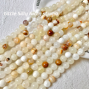 清新葡萄柚子天然石玉石圆珠散珠子diy串珠手链项链饰品配件材料