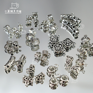 复古藏银合金三通连接散珠diy串珠手工隔珠饰品手链项链材料配件