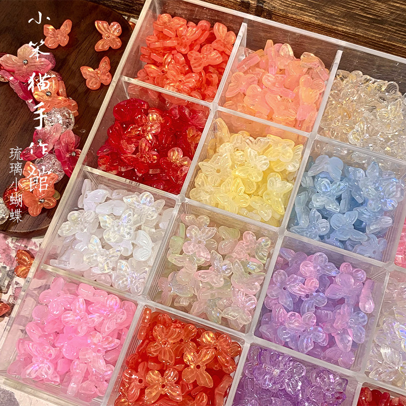 新中式晕染洒金小蝴蝶琉璃配件手工diy串珠手链项链饰品配件,饰品/流行首饰/时尚饰品新,其他DIY饰品配件,淘宝优惠券,粉丝福利购,淘宝优惠卷