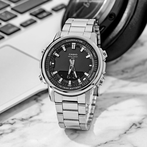 Casio男大表盘商务十年电力手表