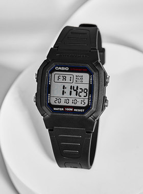 Casio卡西欧小方块手表男士学生正品防水电子表W-800H-1A海外直邮