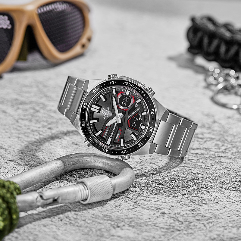 CASIO卡西欧10年电力EF系列运动双显腕表中性风运动手表EFV-C110D