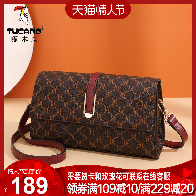 啄木鸟包包女冬2021新款斜挎包中老年妈妈老花包大容量单肩小包潮