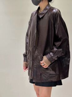 2025早秋新款 中长款 皮衣廓版 外套 进口全植鞣绵羊皮真皮西装